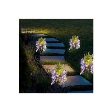 Mor Salkım Çiçek Solar Güneş Enerjili Sarı Işık Bahçe Aydınlatma