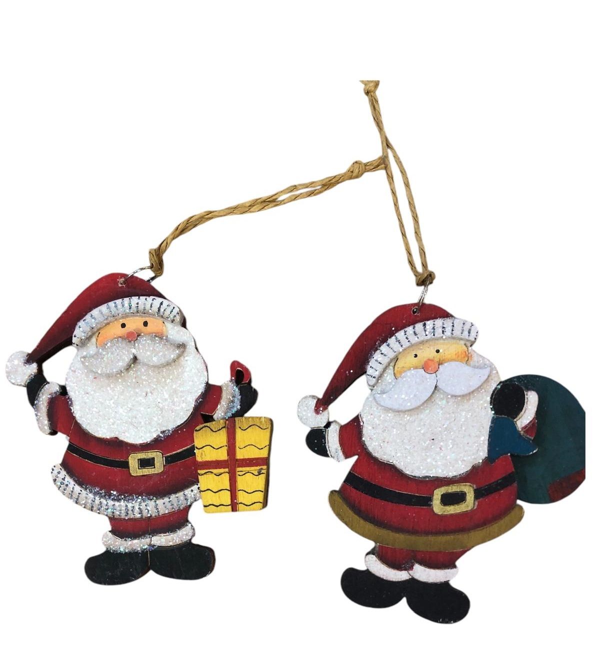 Ahşap İpli Noel Baba Yılbaşı Çam Ağacı Kapı Duvar Süsü