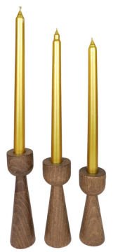 Kadeh Tasarımlı Kahve Ağaç Kütük Şamdanlık Set 3'lü