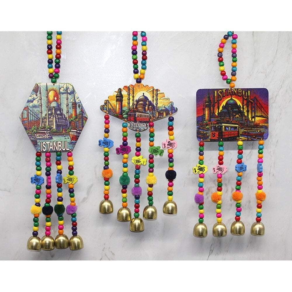 Dekoratif İstanbul Temalı Boncuklu Rüzgar Çanı