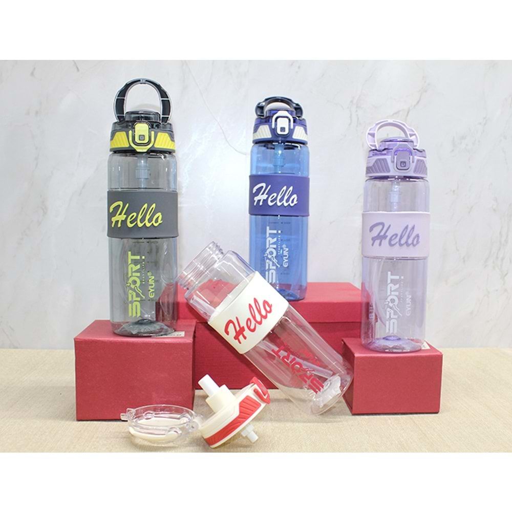 Hello Tasarımlı Üstten Tutmalı Su Matarası (800 Ml)
