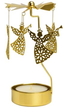 Isı ile Dönen Dekoratif Melek Tasarımlı Metal Tealight Mumluk