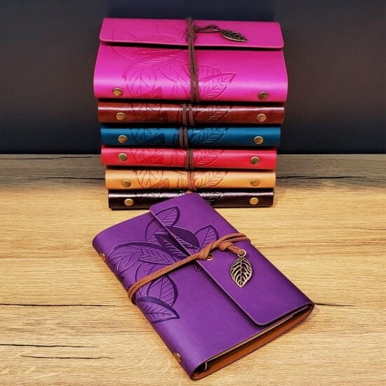 Küçük Boy Kişiye Özel Yaprak Desenli Defter