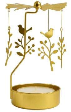 Isı ile Dönen Dalda Kuş Tasarımlı Metal Tealight Mumluk