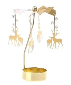 Isı ile Dönen Kar Taneli Geyik Metal Tealight Mumluk