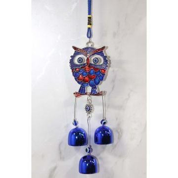 Baykuş Tasarımlı Metal Rüzgar Çanı (32 cm)