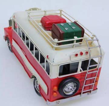 Nostaljik Dekoratif Metal Kırmızı Otobüs