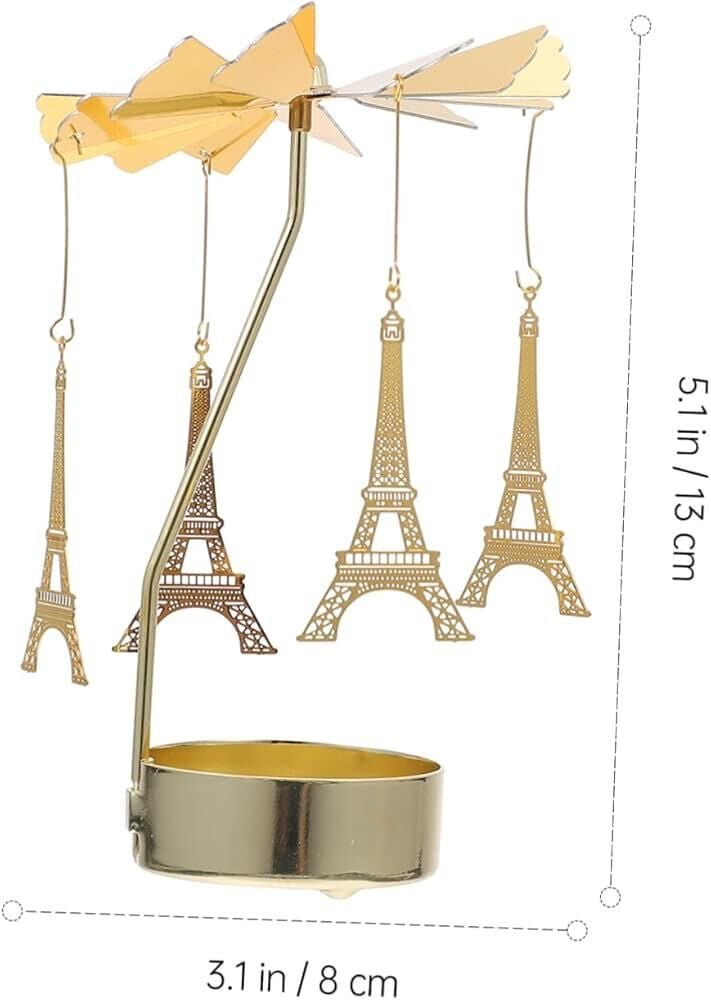 Isı İle Dönen Dekoratif Eyfel Kulesi Metal Tealight Mumluk