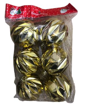 Yılbaşı Çam Ağacı Süsü Gold Top 8 cm (6 Adet)