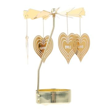 Isı İle Dönen Dekoratif Love Kalp Metal Tealight Mumluk