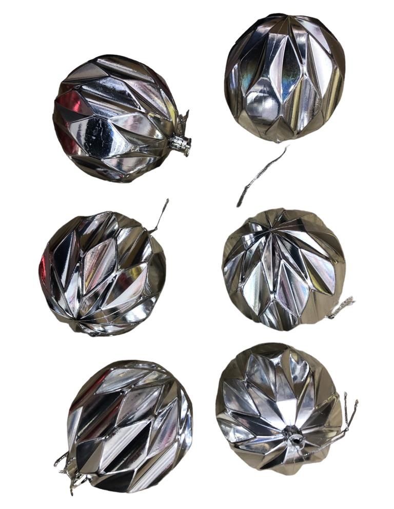 Yılbaşı Çam Ağacı Süsü Gümüş Top 8 cm (6 Adet)