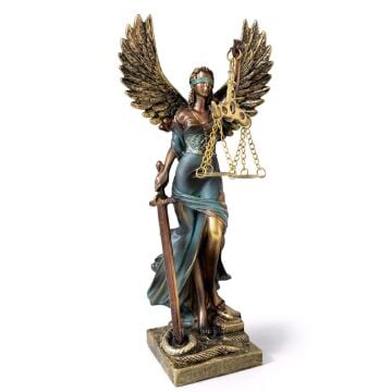 Kanatlı Terazili Adalet Tanrıçası Heykeli Biblosu (24 cm x 7 cm)
