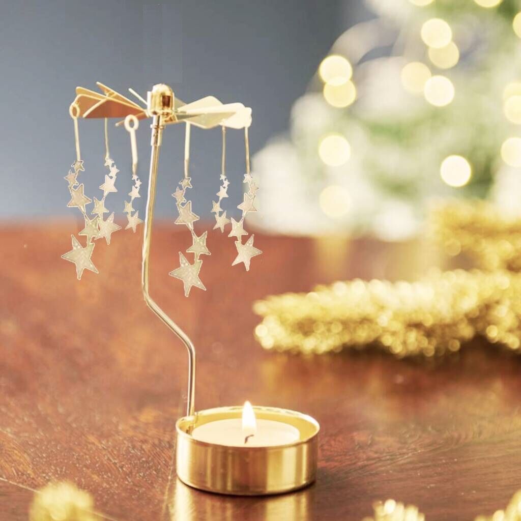 Isı İle Dönen Dekoratif Yıldız Tasarımlı Metal Tealight Mumluk