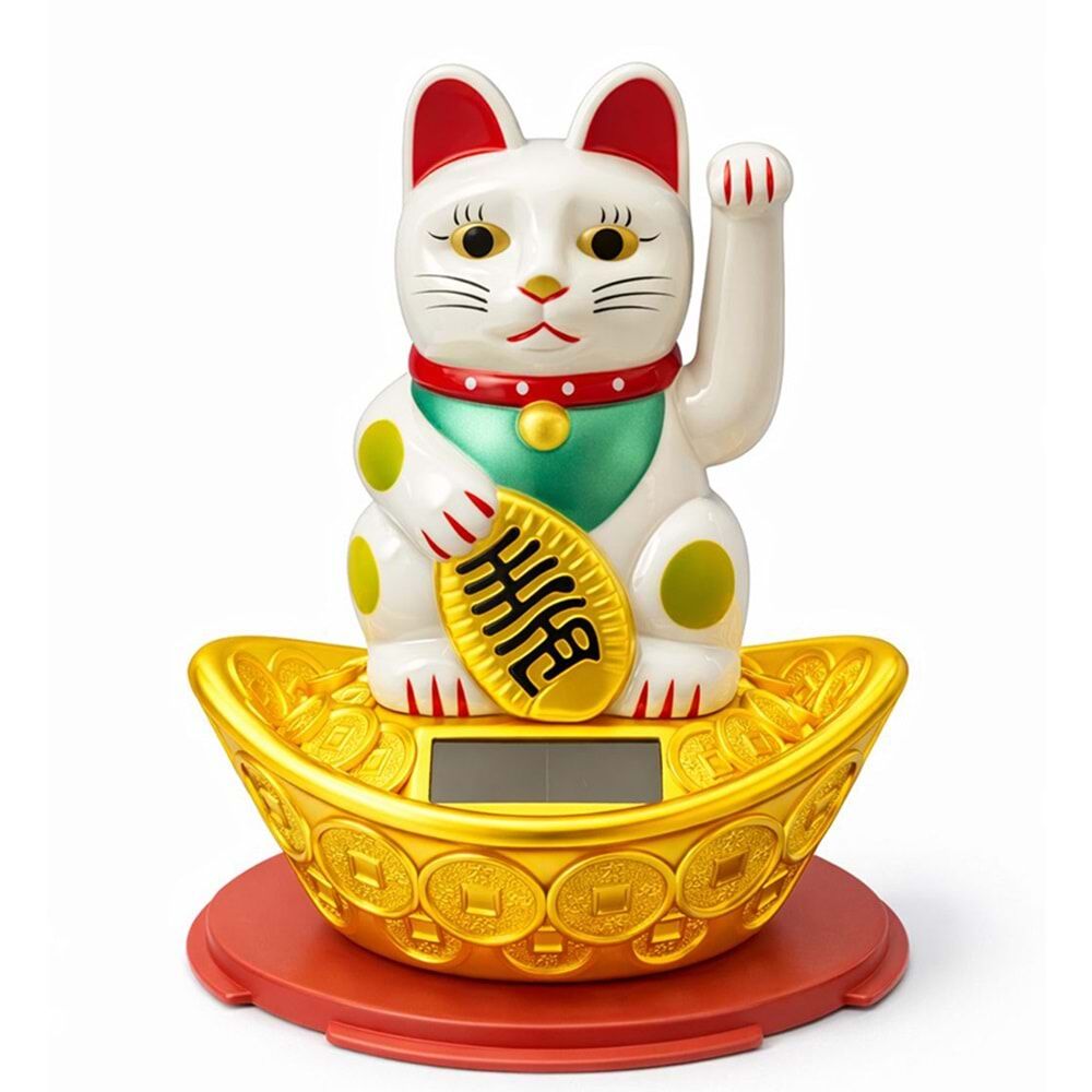 Güneş Enerjili Pati Sallayan Maneki Neko Şans Kedisi