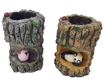 Dekoratif Kütük ve Hayvan Sukulent Saksısı