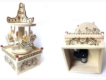 Nostaljik Ahşap Atlı Karınca Müzik Kutusu (Kuğu & At )