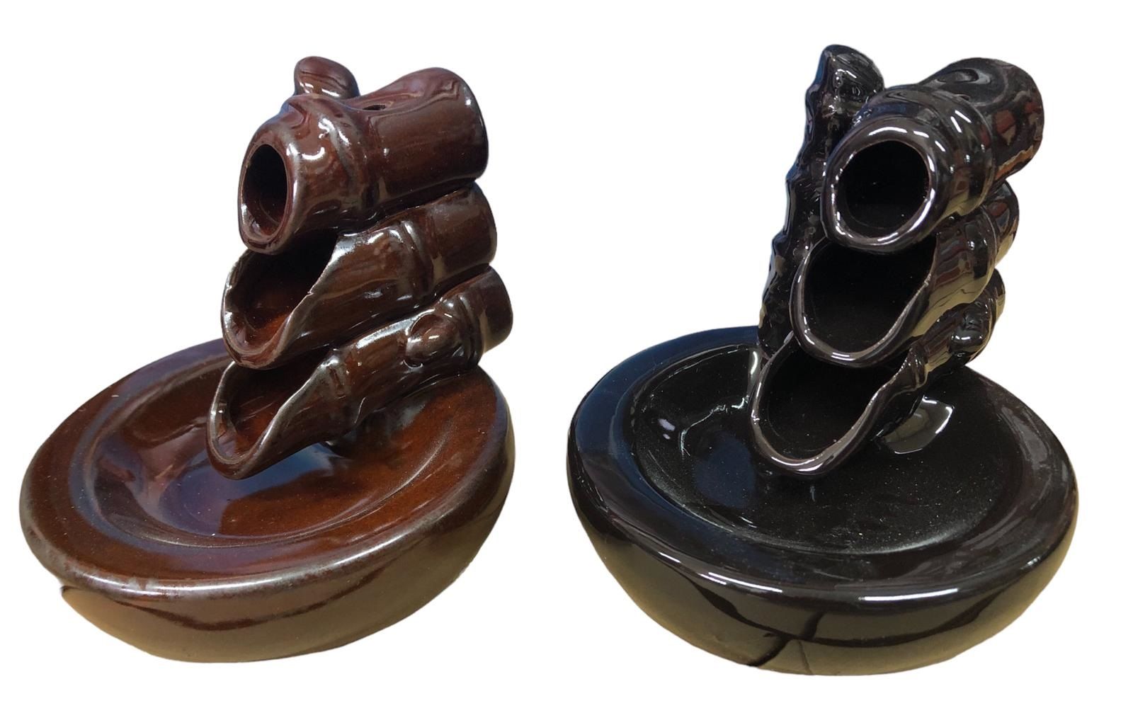 Dekoratif Üç Oluklu Seramik Geri Akış Tütsülük