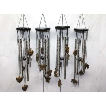 Dekoratif Kelebek Fil Kalp Metal Rüzgar Çanı (41 cm)