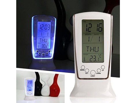 Dijital Göstergeli Mavi Led Işıklı Masa Saati