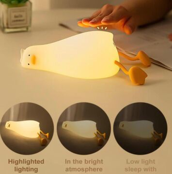 Yatan Ördek Silikon Şarjlı Gece Masa Lambası