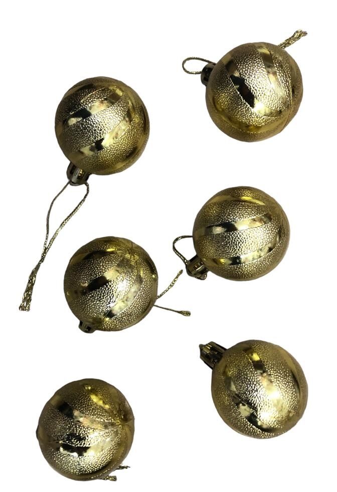 Yılbaşı Çam Ağacı Süsü Dekorlu Gold Top 4 cm (6 Adet)