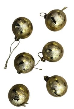 Yılbaşı Çam Ağacı Süsü Dekorlu Gold Top 4 cm (6 Adet)