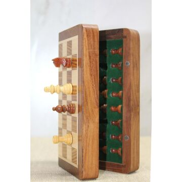 Ahşap Kutulu Mıknatıslı Satranç Takımı (30 cm)