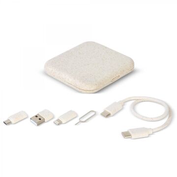 Bambu Kare Çok Fonksiyonlu Taşınabilir Kablo Seti