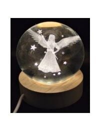 Dekoratif Peri Kızı Tasarımlı Ahşap Altlıklı Işıklı Cam Küre (6 cm)