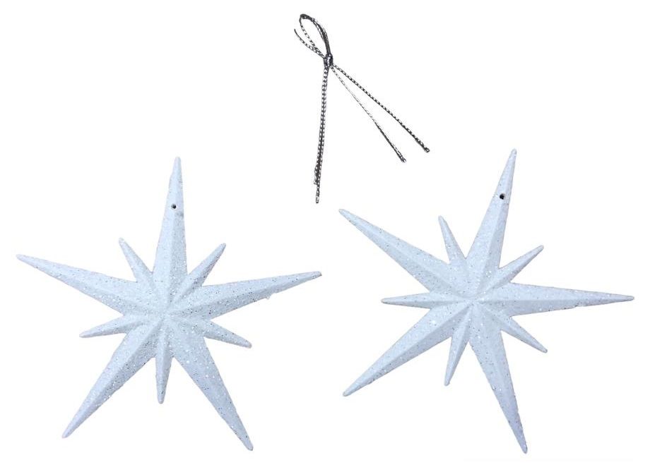 Beyaz Yıldız Yılbaşı Çam Ağacı Süsü (2 Adet)