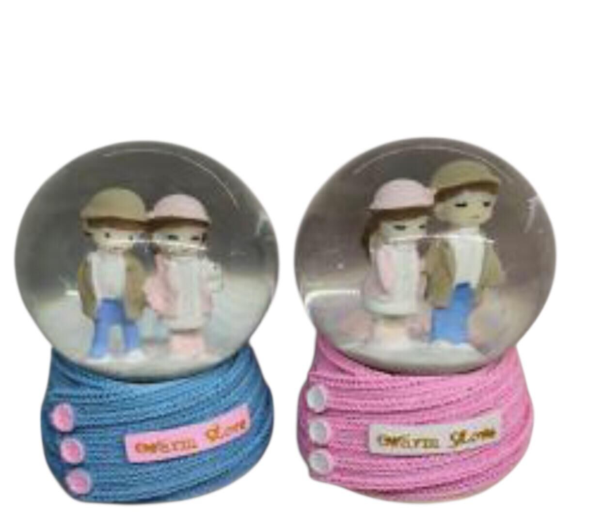 Işıklı Şapkalı Romantik Sevgili Cam Kar Küresi Müzik Kutusu