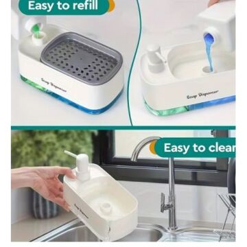 Çift Hazneli Sıvı Sabunluk Ve Süngerlik