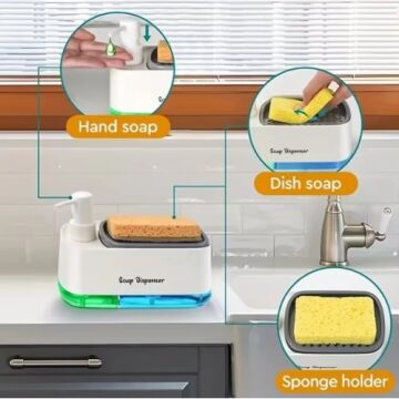 Çift Hazneli Sıvı Sabunluk Ve Süngerlik