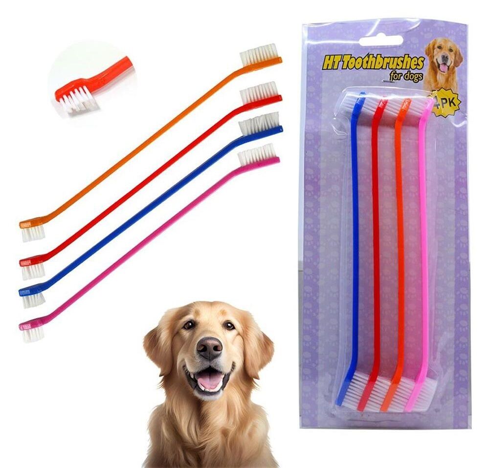 İki Uçlu Kedi Köpek Diş Fırçası 4 Lü Set