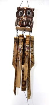 Bambu Baykuş Dizayn Rüzgar Çanı (30 cm)