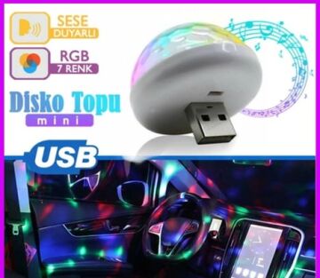 Sese duyarlı RGB 7 renk 3 Fonksiyonlu Led Disko Topu
