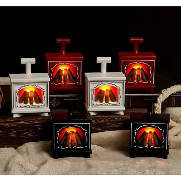 Mini Dekoratif Pilli Şömine Masa Lambası