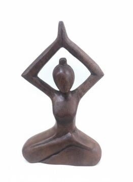 Yoga Meditasyon Yapan Ahşap Kadın Figürü Biblo Dekoratif Obje