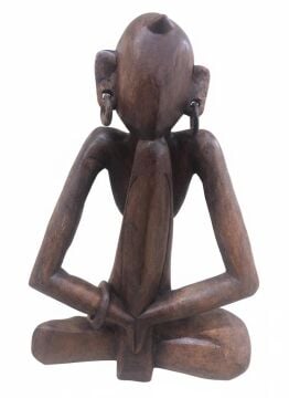 Soyut İnsan Figürü Sanat Heykeli Oturan Yoga Pozisyonunda (30 cm)