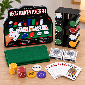 200 Chip Ve 2 Adet İskambil Kağıt Setine Sahip Poker Oyunu