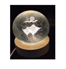 Dekoratif Vatoz Tasarımlı Ahşap Altlıklı Işıklı Cam Küre (6 cm)