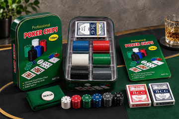 120 Chip Metal Kutulu Texas Hold'em Poker Oyun Seti
