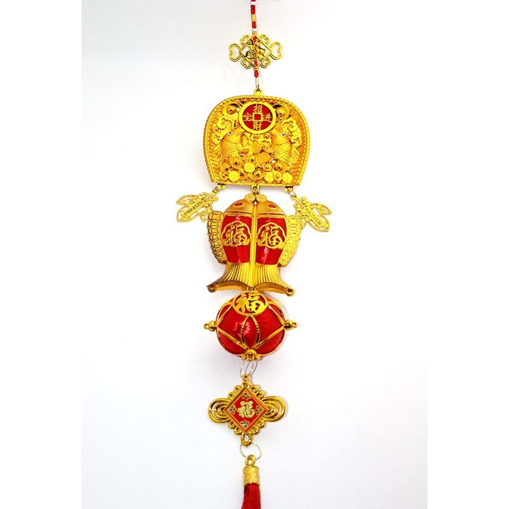 Asılabilir Balıklı Şans ve Bereket Kapı Duvar Süsü (100 cm x 15 cm)