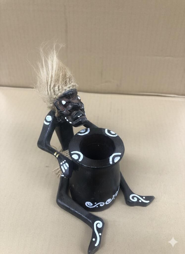 Primitif Aborjin Kalemlik Ahşap Biblo