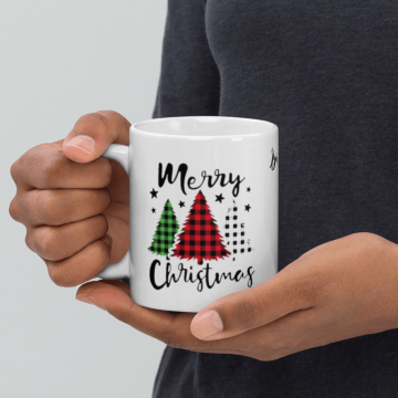 Mary Christmas Çam Ağacı Temalı Yılbaşı Özel Seramik Kupa Bardak