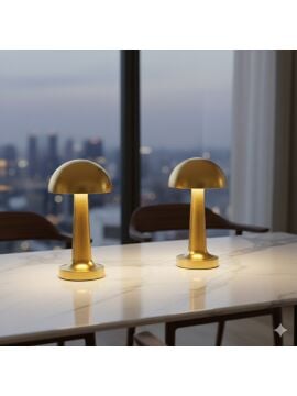 Dokunmatik Renk Değiştiren Şarjlı Mantar Masa Lambası Gold (2 Adet)
