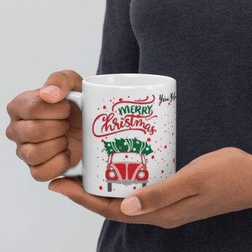 Mary Christmas Araba Temalı Yılbaşı Özel Seramik Kupa Bardak