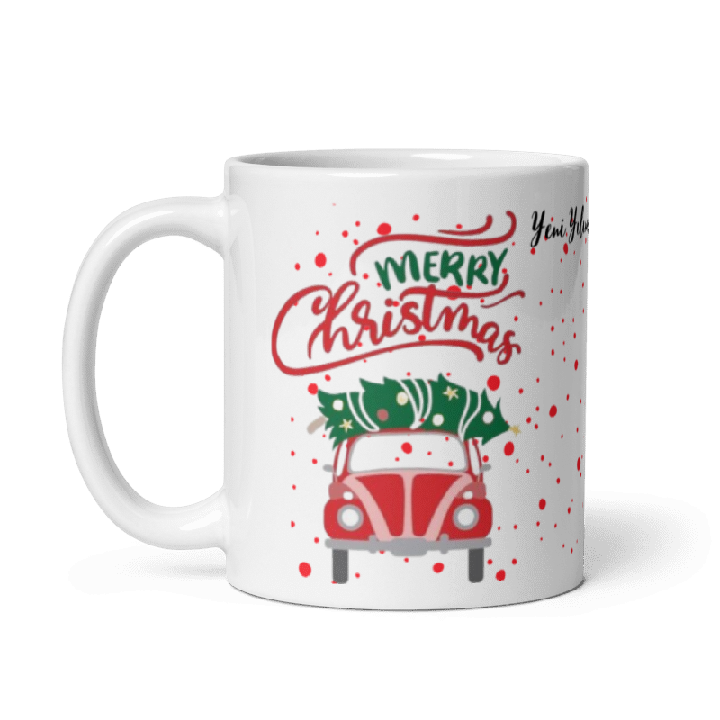 Mary Christmas Araba Temalı Yılbaşı Özel Seramik Kupa Bardak