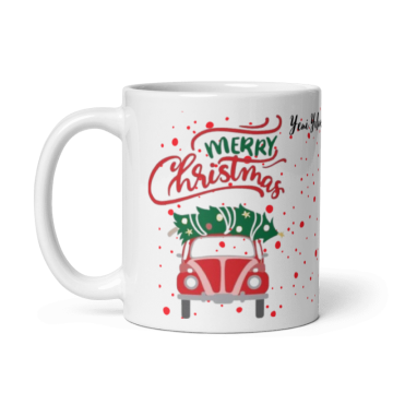 Mary Christmas Araba Temalı Yılbaşı Özel Seramik Kupa Bardak