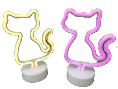 Dekoratif Kedi Tasarımlı Neon Gece Lambası